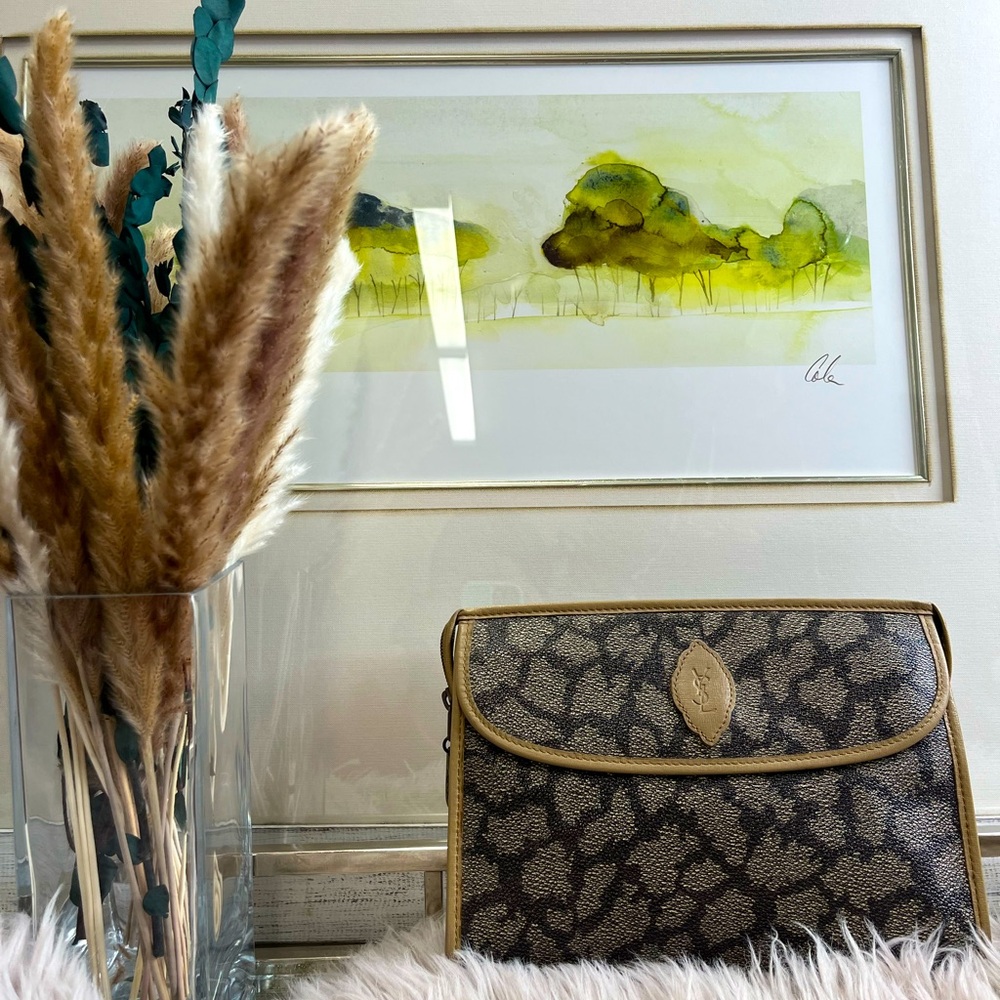 Vintage Yves Saint Laurent Canvas Leather Clutch